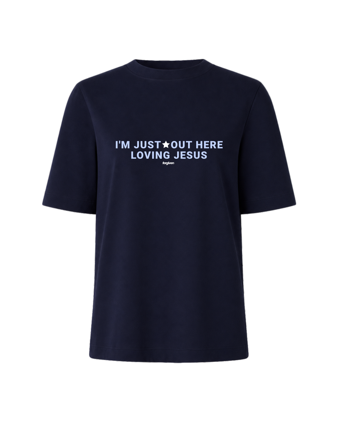 CAMISETA FEMININA LOVING JESUS AZUL MARINHO