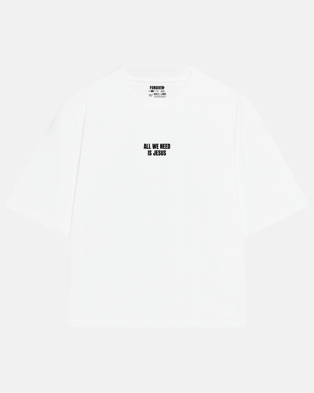 CAMISETA OVERSIZED ALL WE NEED IS JESUS BRANCA