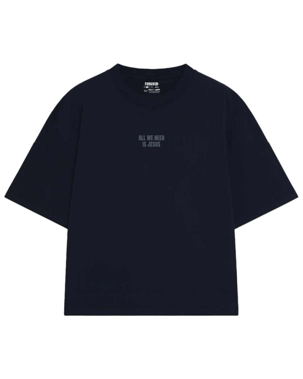 CAMISETA OVERSIZED ALL WE NEED IS JESUS PRETA
