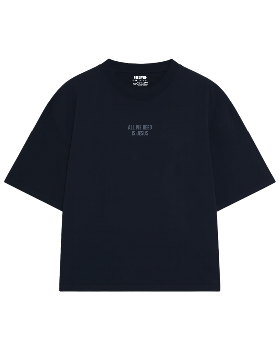 CAMISETA OVERSIZED ALL WE NEED IS JESUS PRETA