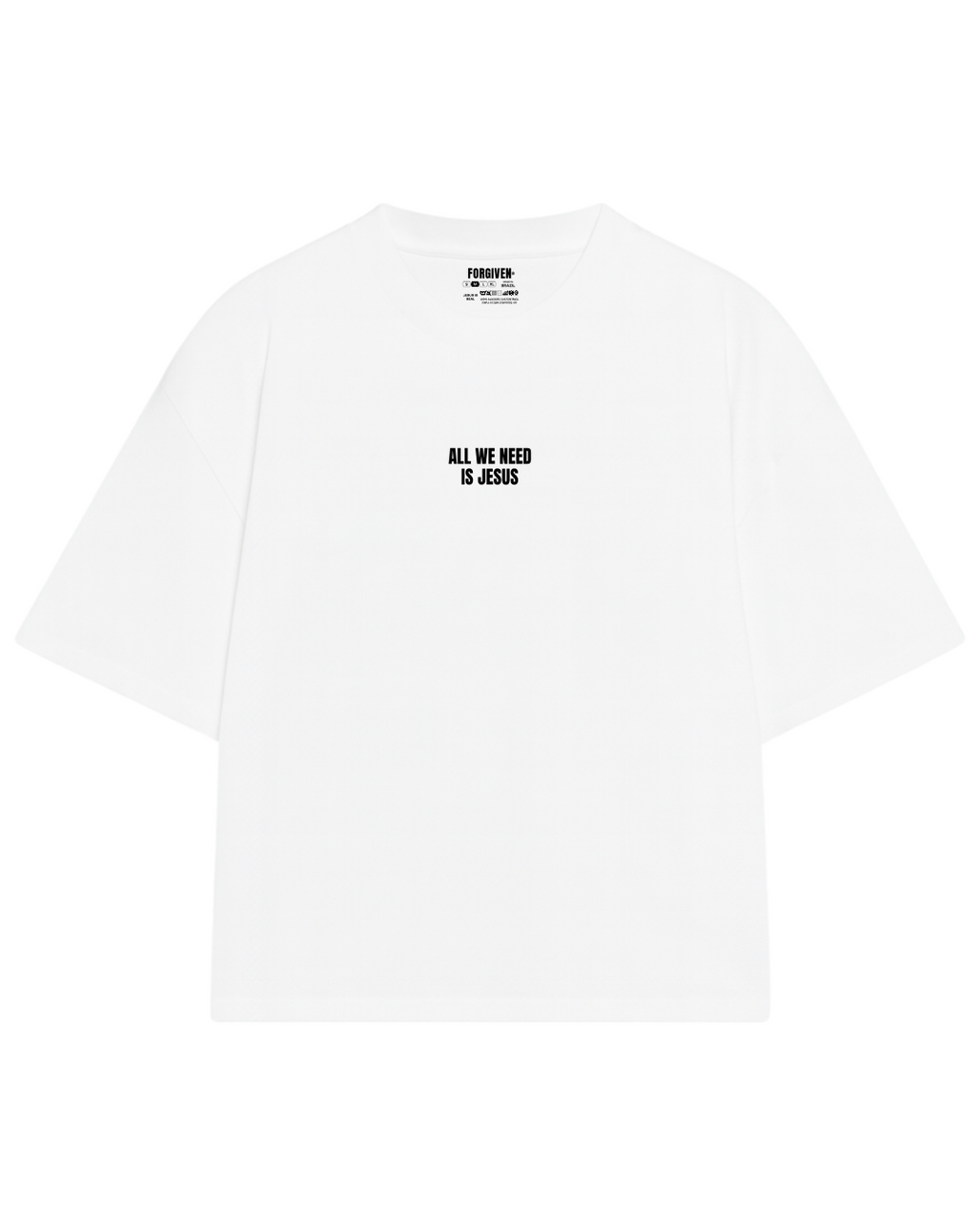 CAMISETA OVERSIZED ALL WE NEED IS JESUS BRANCA